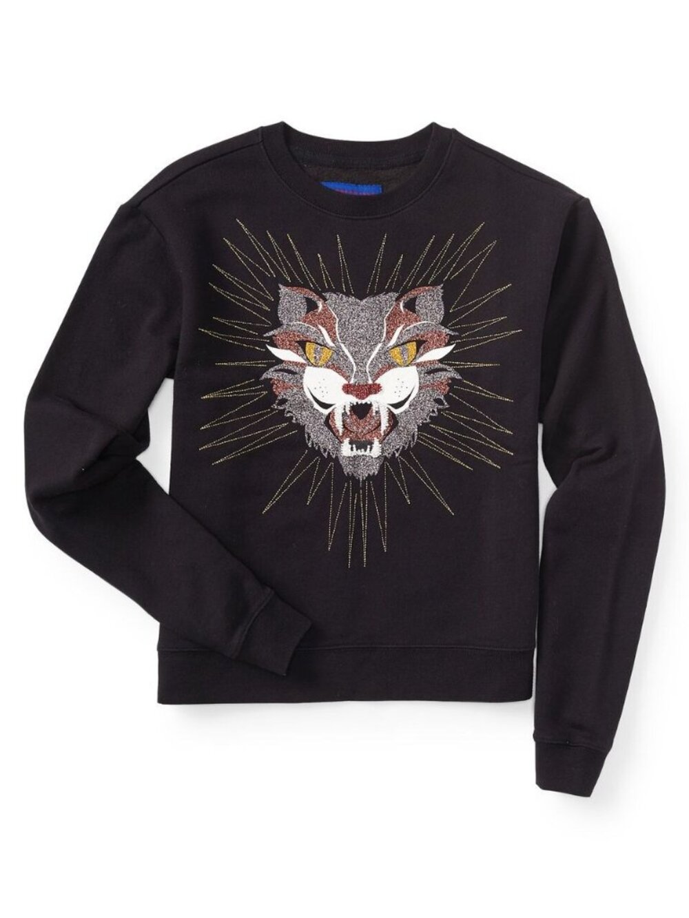 Aeropostale Embroidered Beaded Cat Feline Graphic Crewneck‎ Sweatshirt Sz Medium - Picture 2 of 11